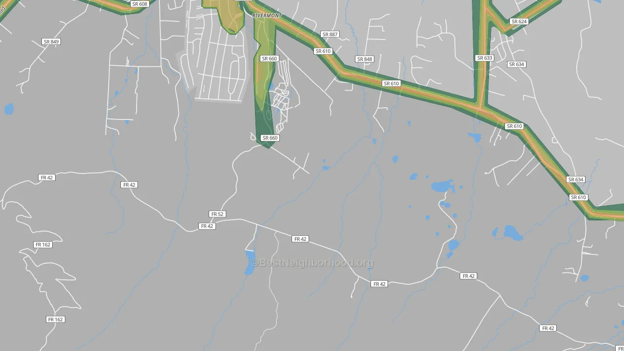 Rivermont, VA Map of Noise Levels in Rivermont