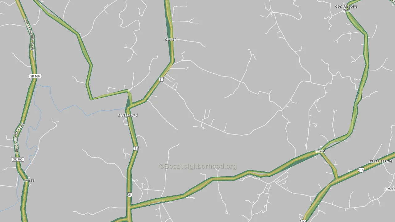 Riversburg, TN Map of Noise Levels in Riversburg