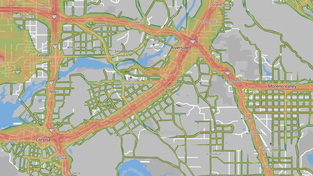 Riverside, CA Map of Noise Levels in Riverside