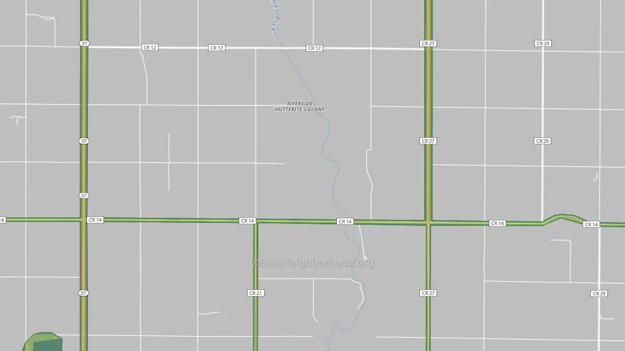 Riverside Colony, SD Map of Noise Levels in Riverside Colony