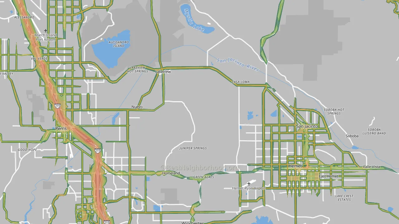 Riverside County, CA Map of Noise Levels in Riverside County