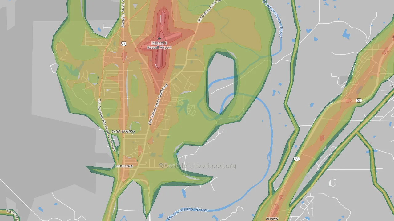 Riverside, GA Map of Noise Levels in Riverside