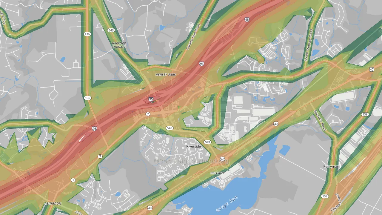 Riverside, MD Map of Noise Levels in Riverside