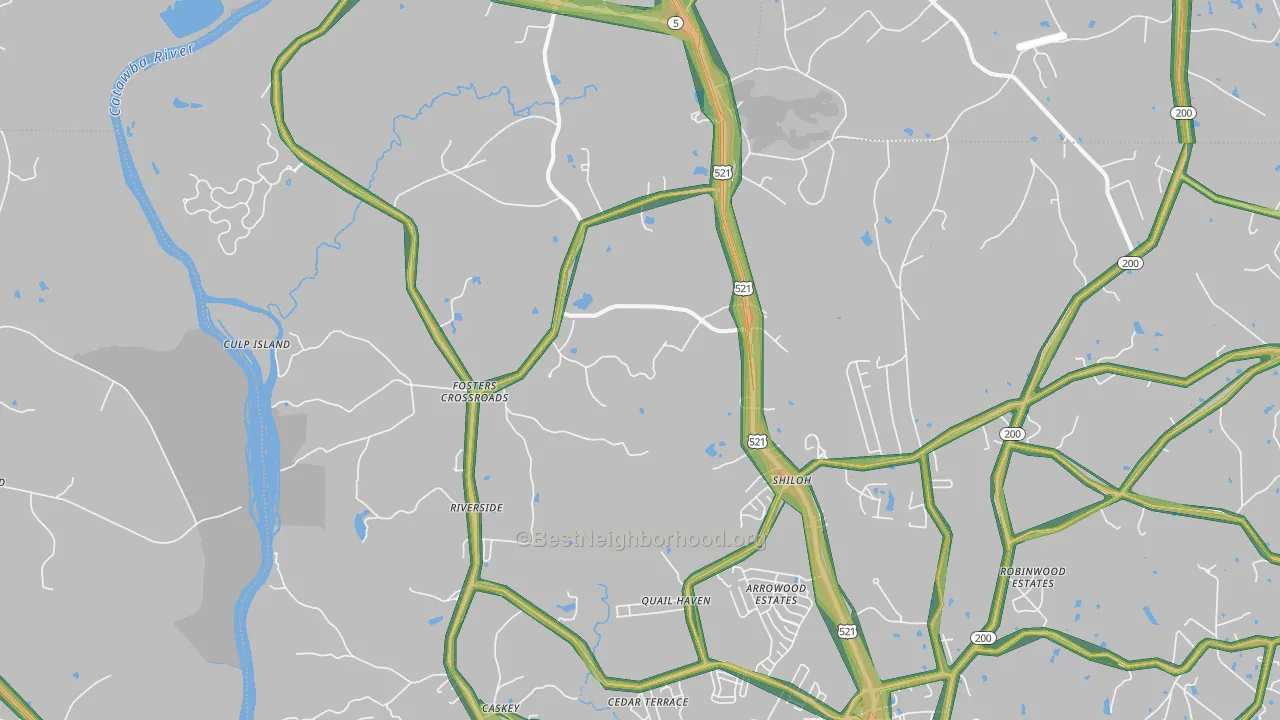 Riverside, SC Map of Noise Levels in Riverside