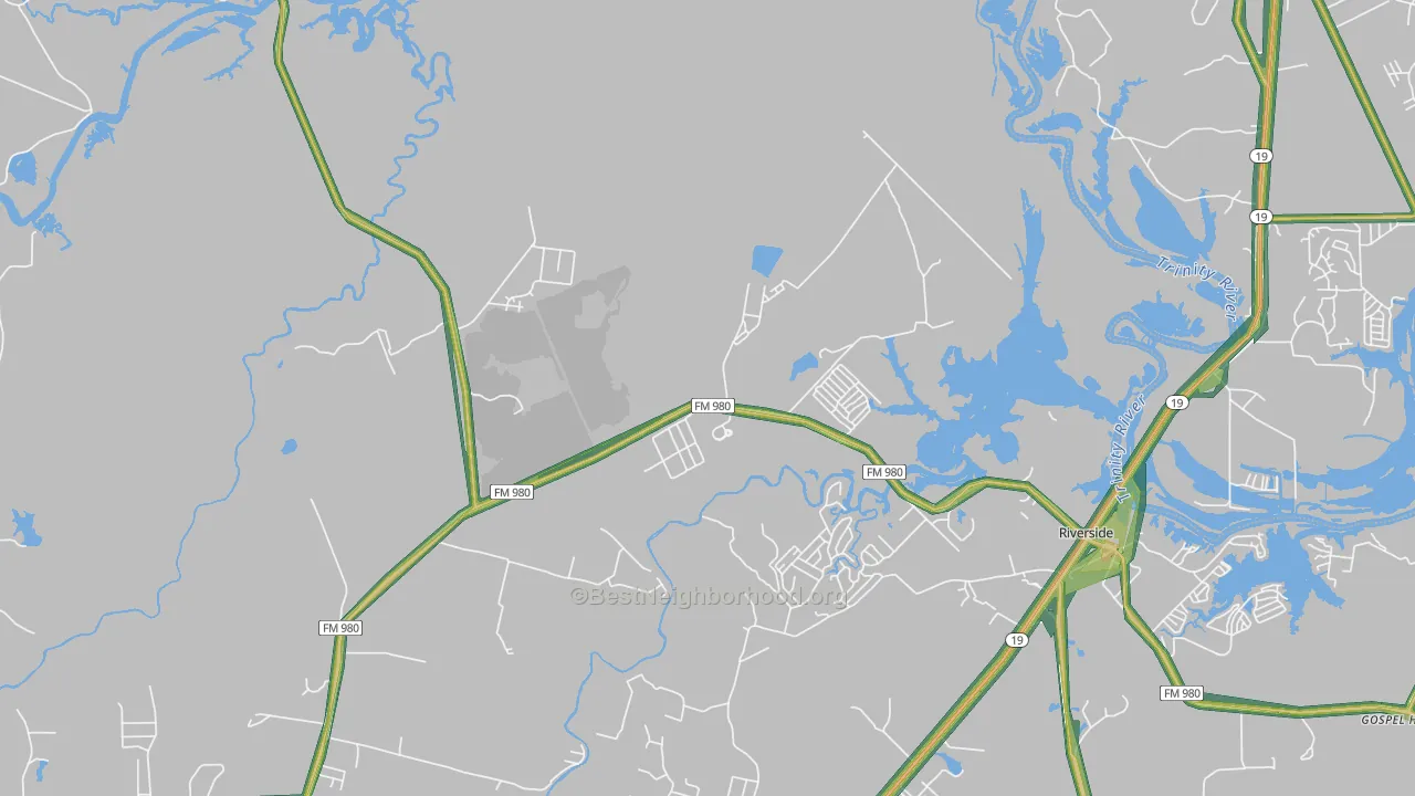 Riverside, TX Map of Noise Levels in Riverside