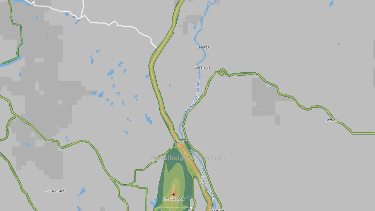 Riverside, WA Map of Noise Levels in Riverside