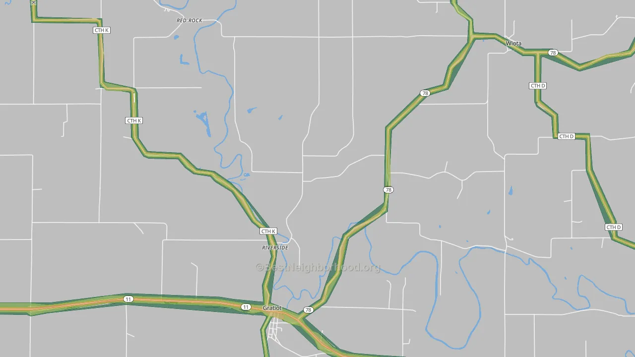 Riverside, WI Map of Noise Levels in Riverside