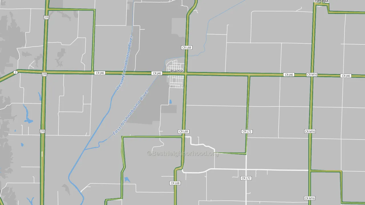 Riverton, IA Map of Noise Levels in Riverton