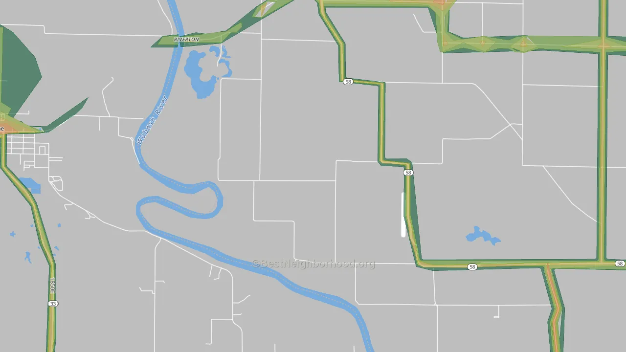 Riverton, IN Map of Noise Levels in Riverton