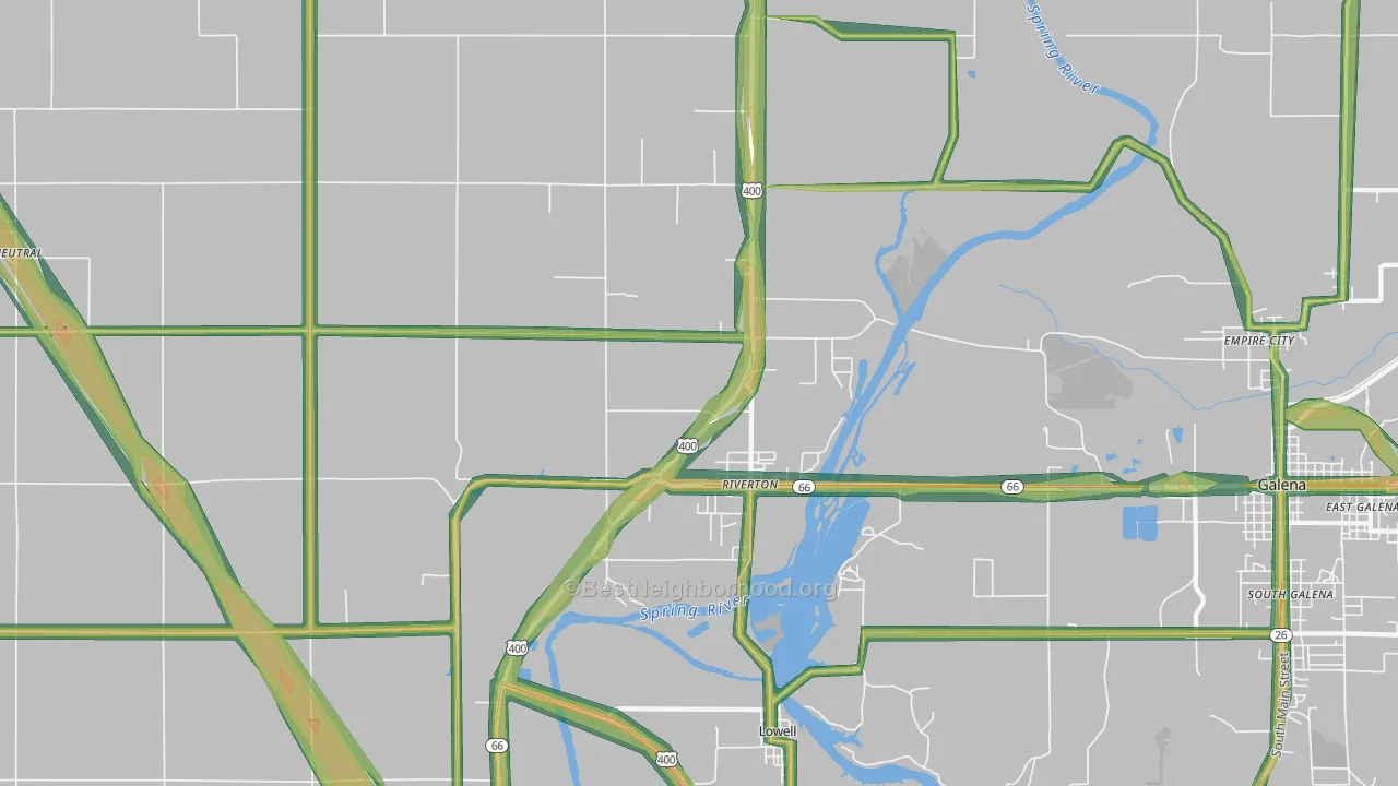 Riverton, KS Map of Noise Levels in Riverton