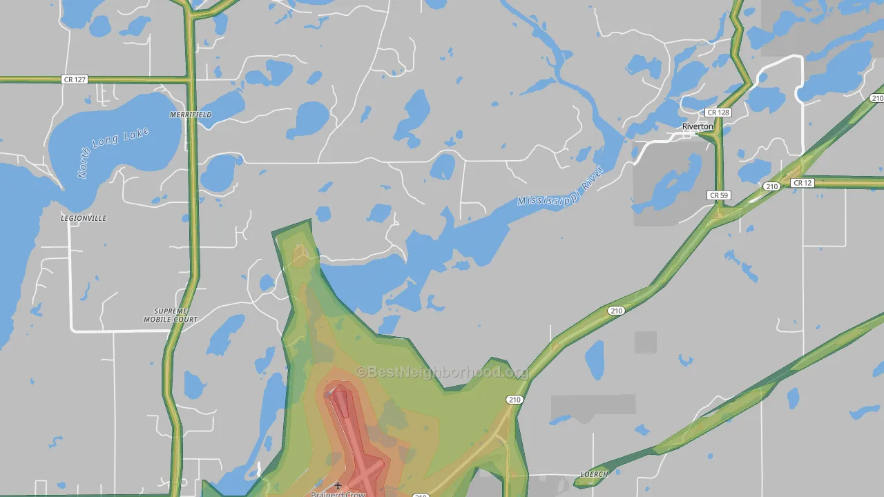 Riverton, MN Map of Noise Levels in Riverton