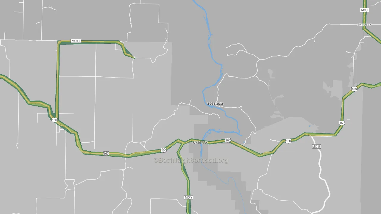 Riverton, MO Map of Noise Levels in Riverton