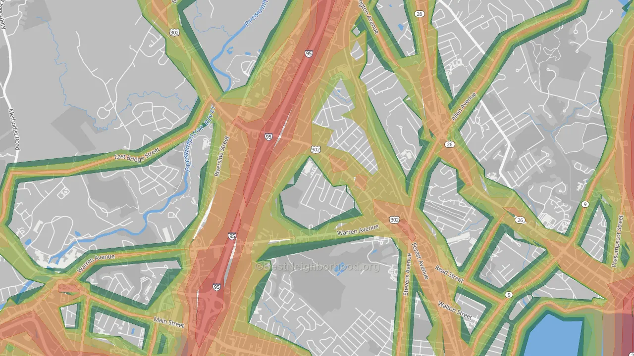 Riverton, Portland, ME Map of Noise Levels in Riverton