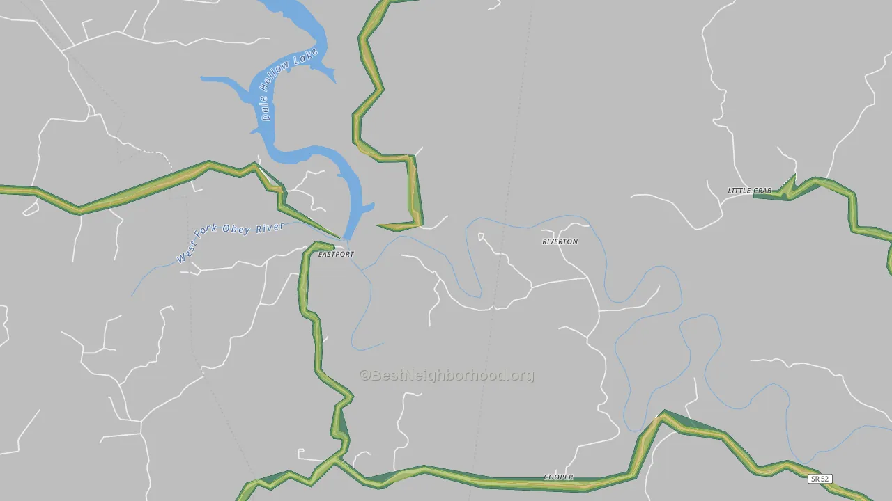 Riverton, TN Map of Noise Levels in Riverton