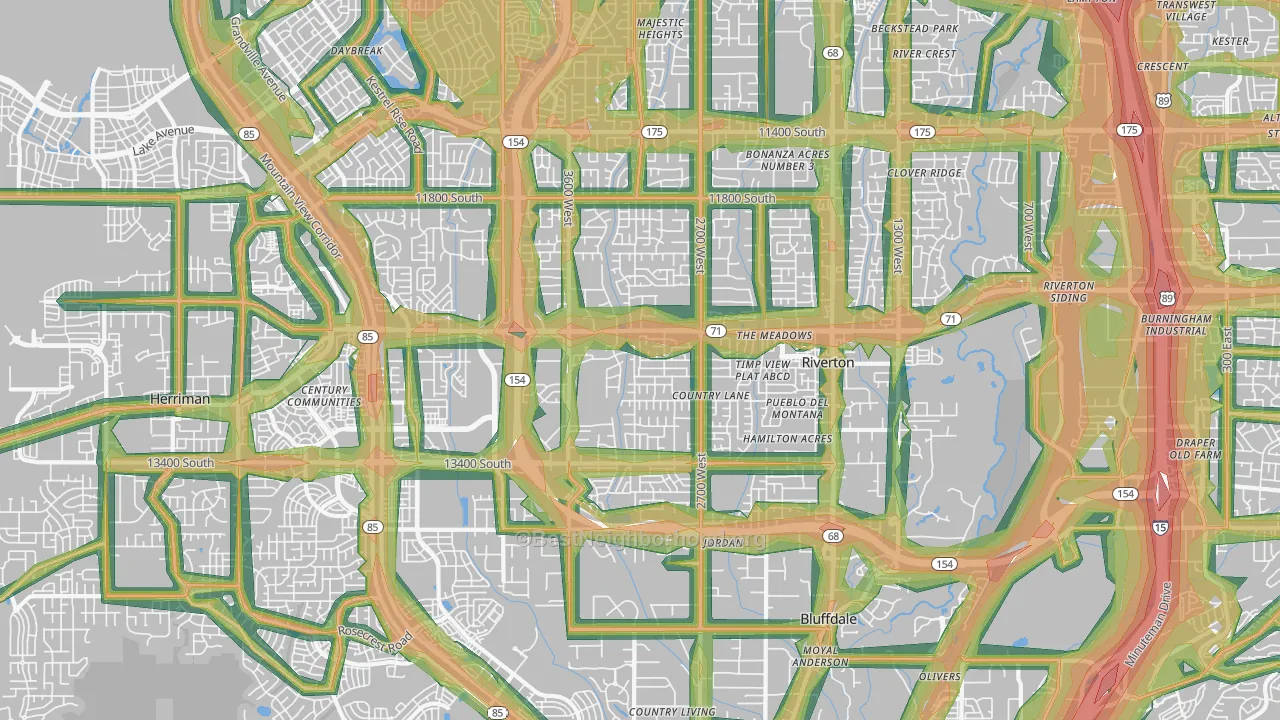 Riverton, UT Map of Noise Levels in Riverton