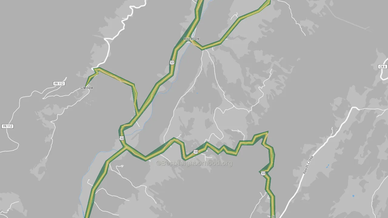 Riverton, WV Map of Noise Levels in Riverton