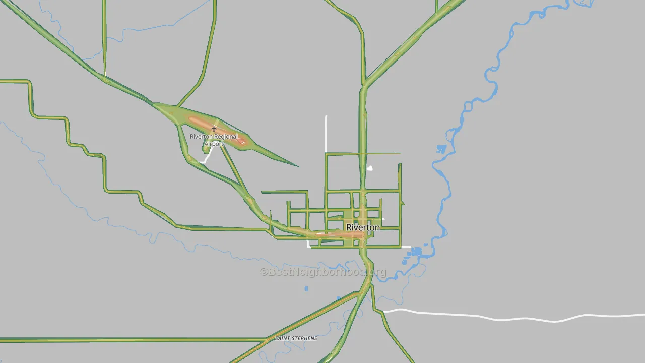 Riverton, WY Map of Noise Levels in Riverton