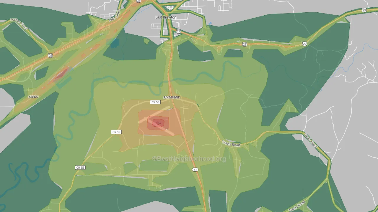 Riverview, AL Map of Noise Levels in Riverview