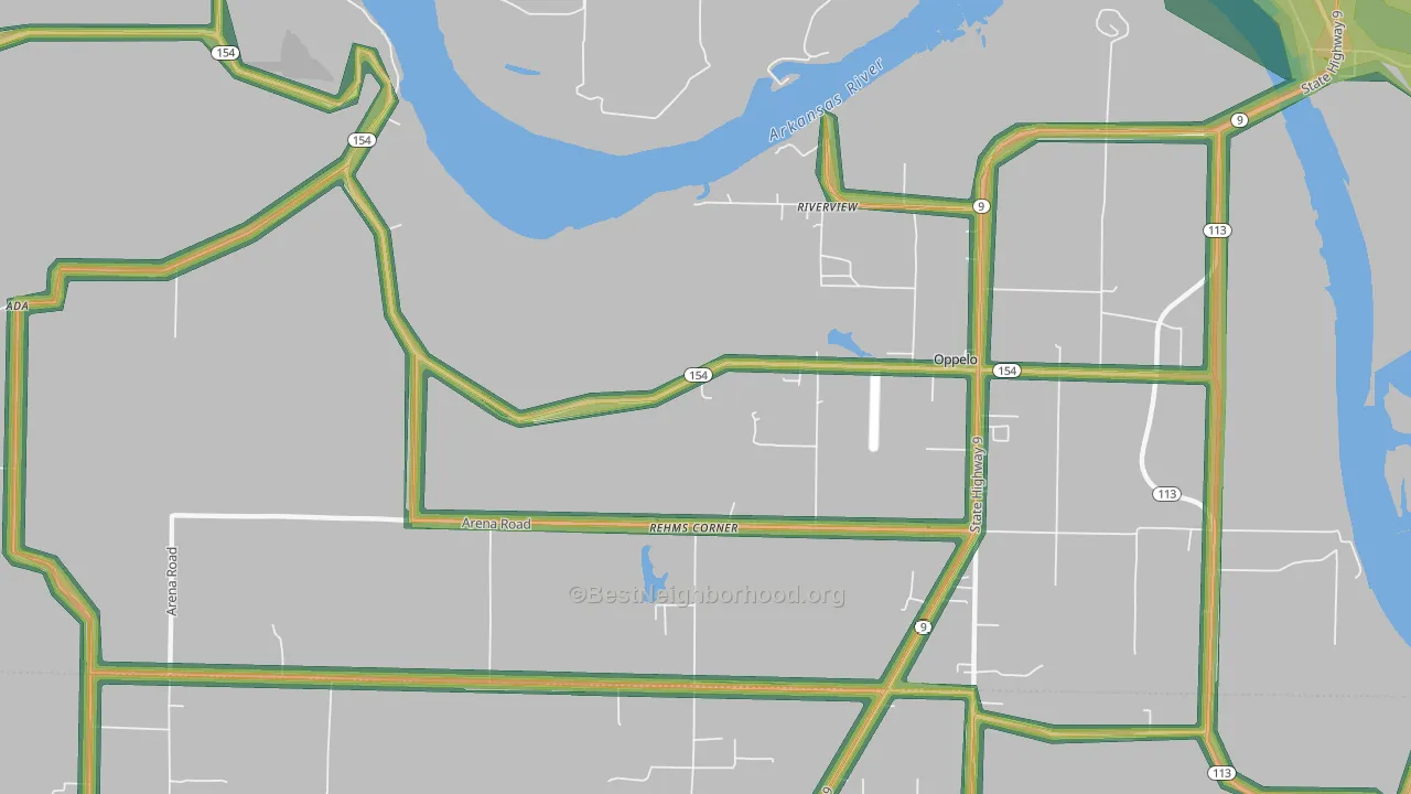 Riverview, AR Map of Noise Levels in Riverview