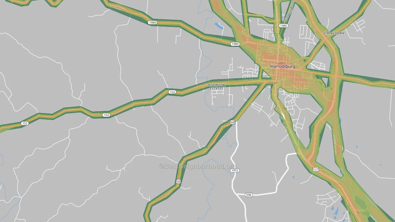 Riverview Estates, KY Map of Noise Levels in Riverview Estates