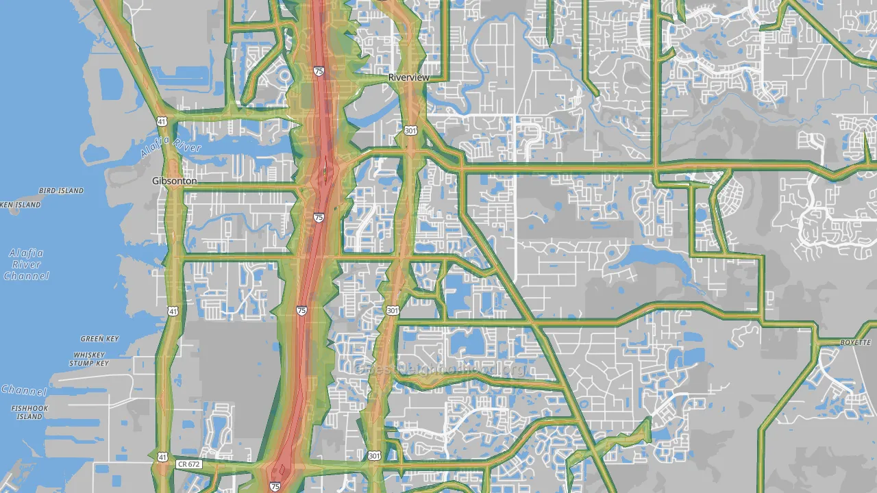 Riverview, FL Map of Noise Levels in Riverview