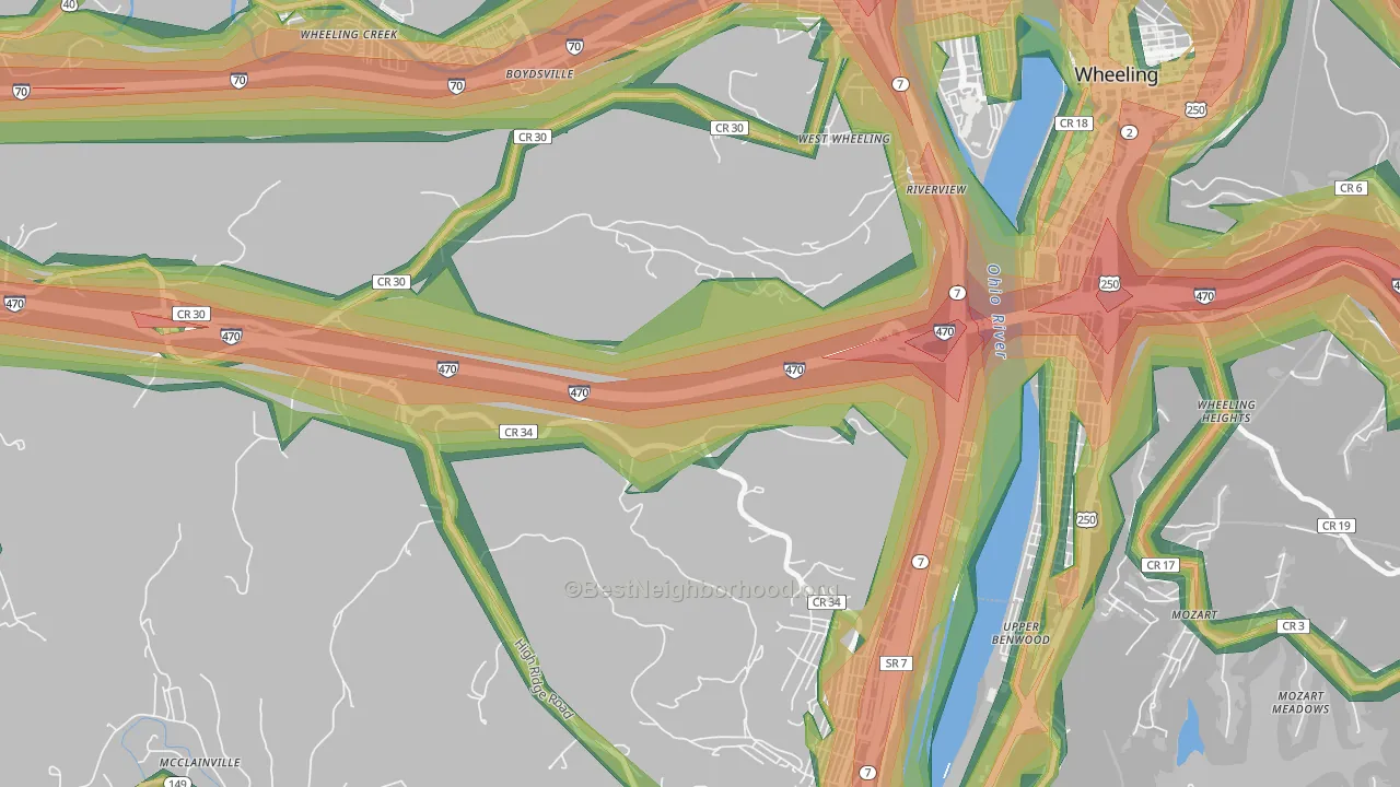 Riverview, OH Map of Noise Levels in Riverview