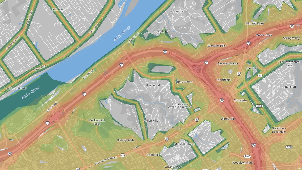 Riverwood, KY Map of Noise Levels in Riverwood