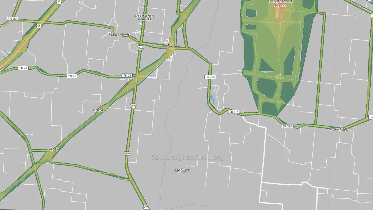 Rives, TN Map of Noise Levels in Rives