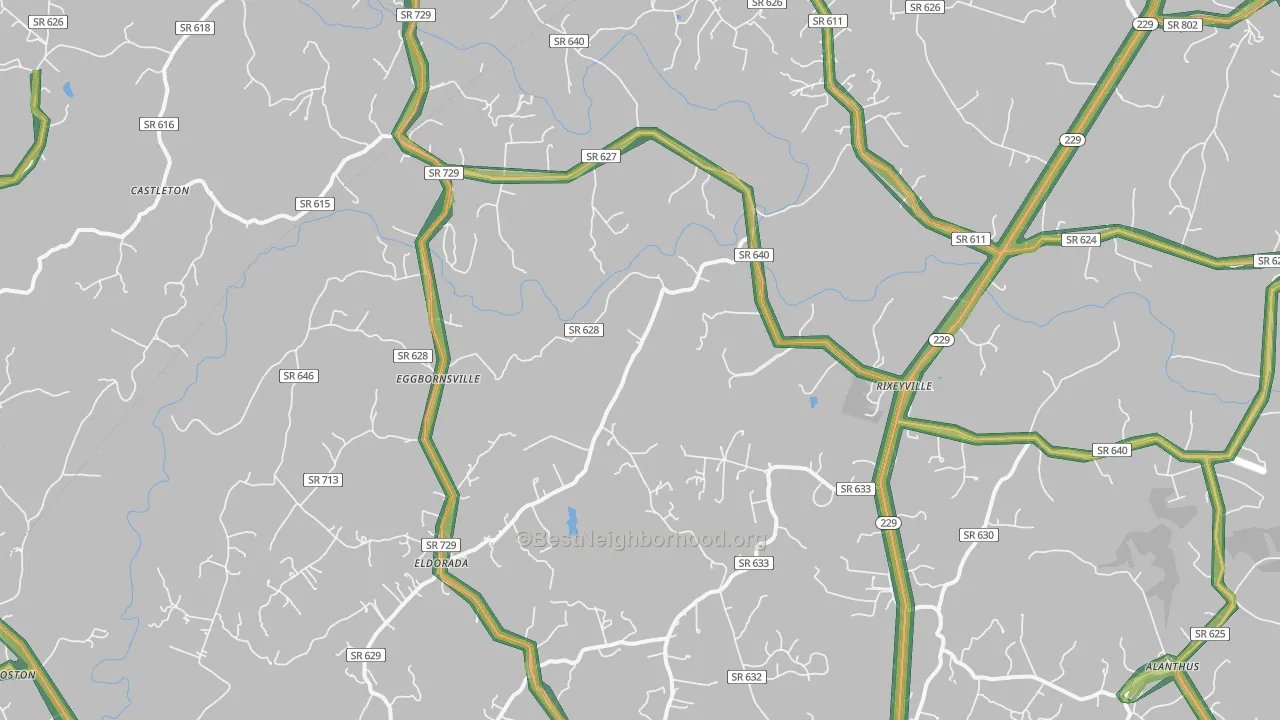 Rixeyville, VA Map of Noise Levels in Rixeyville