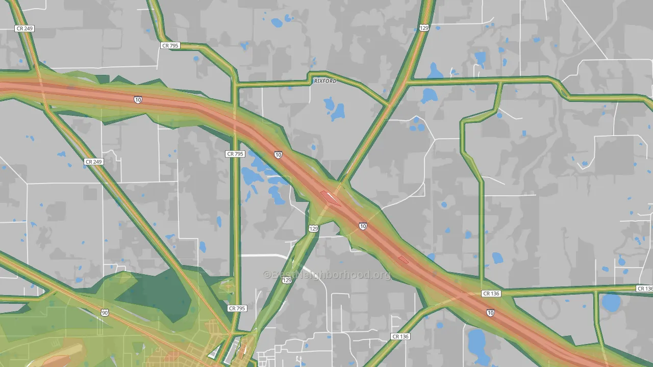 Rixford, FL Map of Noise Levels in Rixford