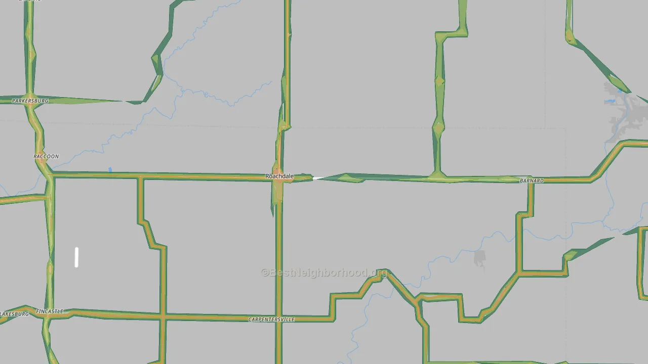 Roachdale, IN Map of Noise Levels in Roachdale
