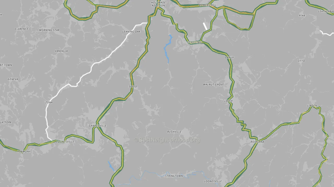 Roane County, WV Map of Noise Levels in Roane County