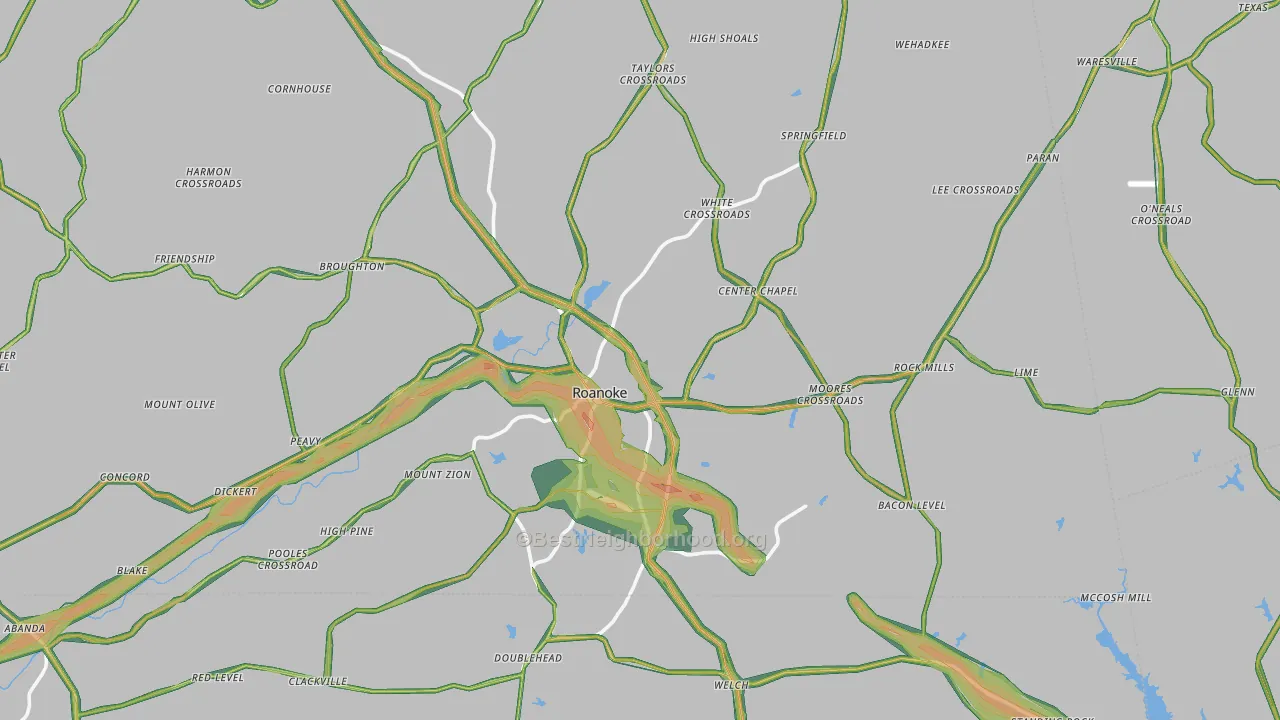Roanoke, AL Map of Noise Levels in Roanoke