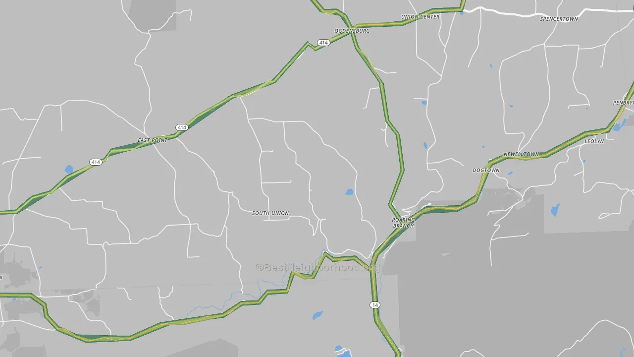 Roaring Branch, PA Map of Noise Levels in Roaring Branch