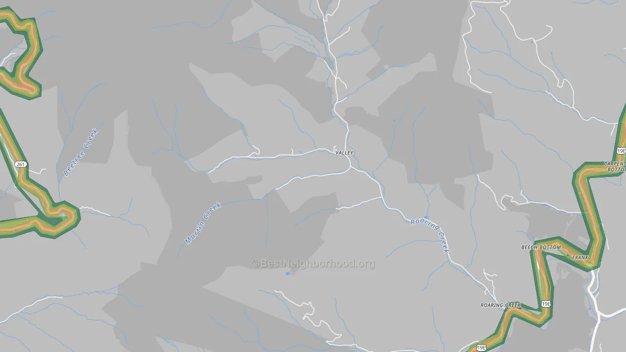 Roaring Creek, NC Map of Noise Levels in Roaring Creek