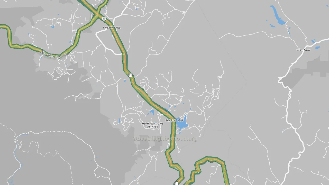 Roaring Gap, NC Map of Noise Levels in Roaring Gap