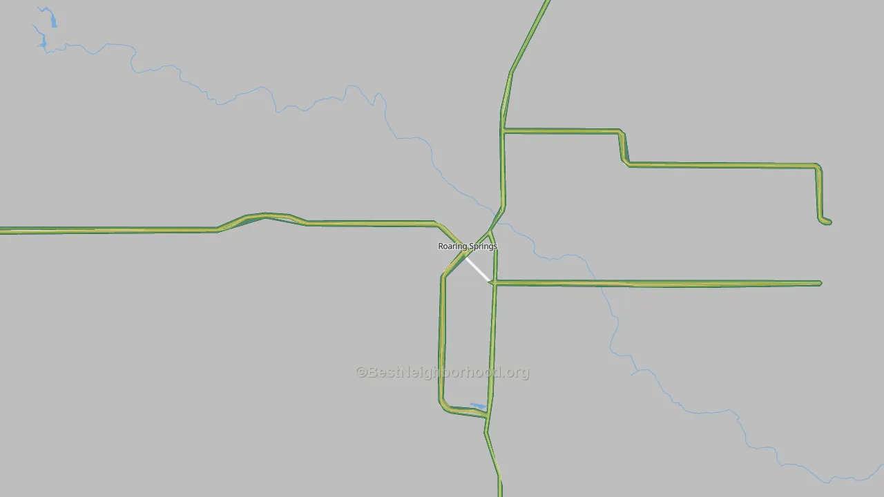 Roaring Springs, TX Map of Noise Levels in Roaring Springs
