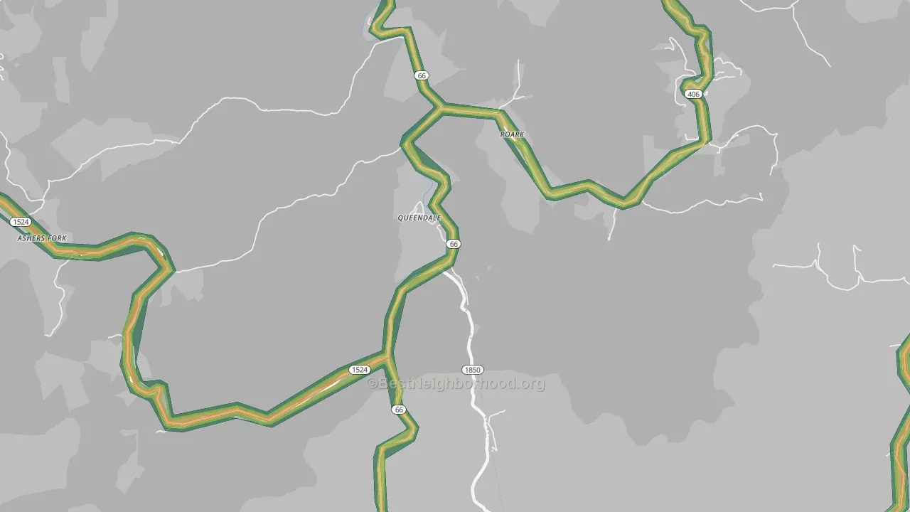 Roark, KY Map of Noise Levels in Roark