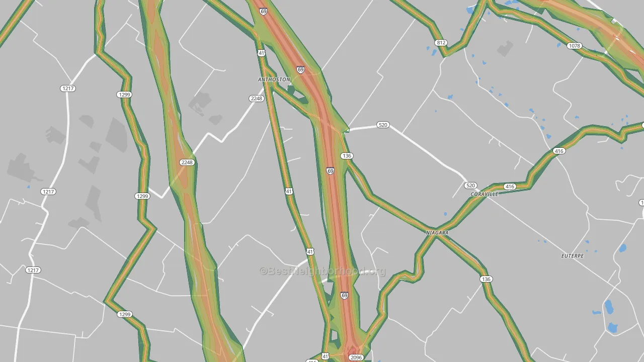 Robards, KY Map of Noise Levels in Robards