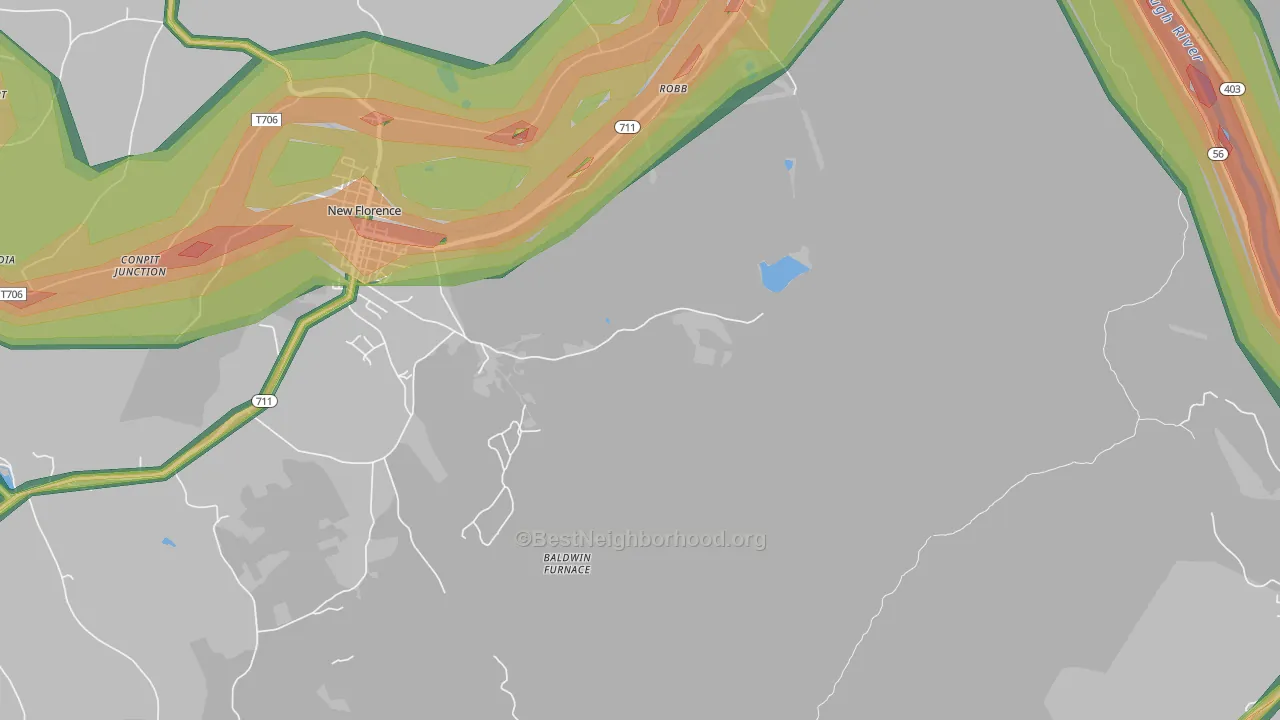 Robb, PA Map of Noise Levels in Robb