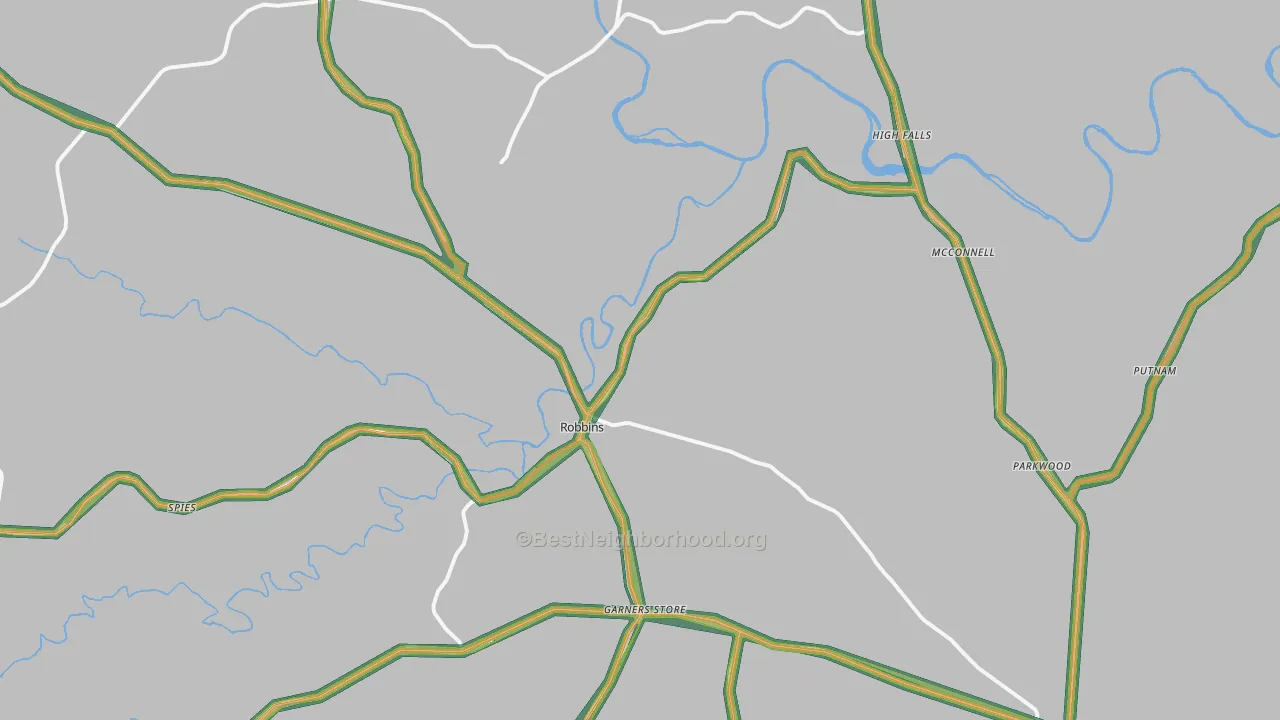 Robbins, NC Map of Noise Levels in Robbins