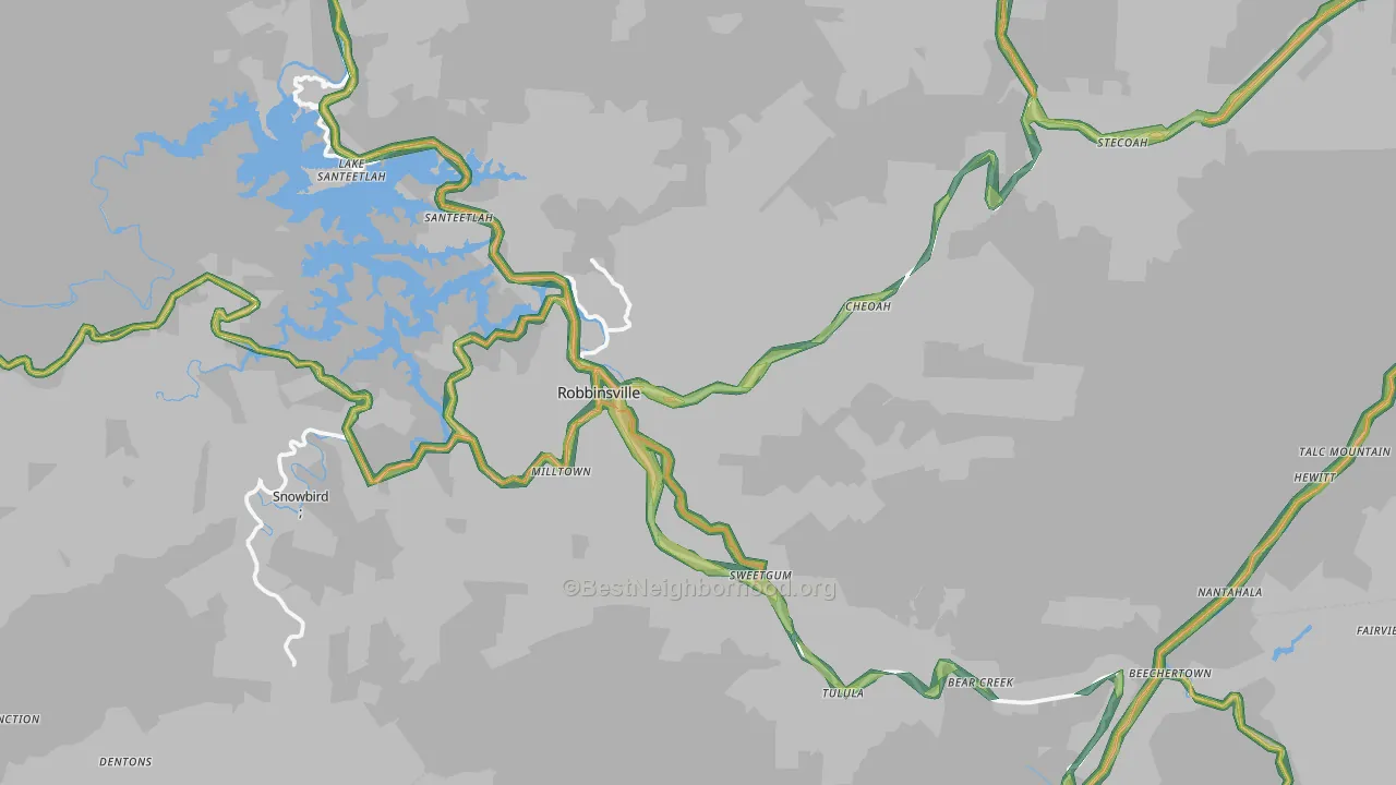 Robbinsville, NC Map of Noise Levels in Robbinsville