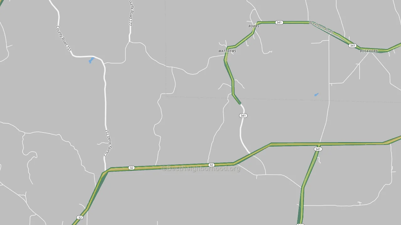 Robbs, MS Map of Noise Levels in Robbs