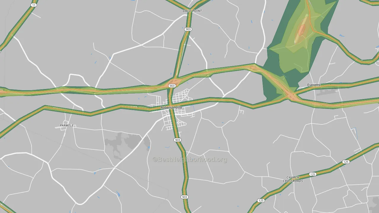 Robersonville, NC Map of Noise Levels in Robersonville