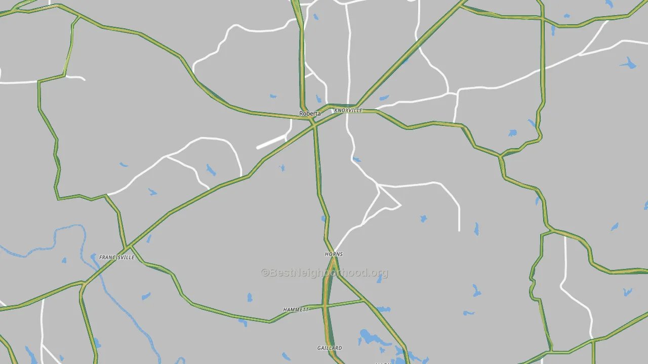 Roberta, GA Map of Noise Levels in Roberta