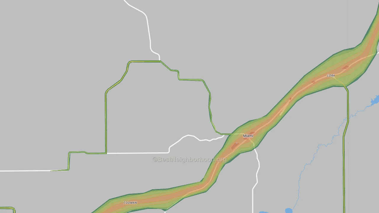 Roberts County, TX Map of Noise Levels in Roberts County