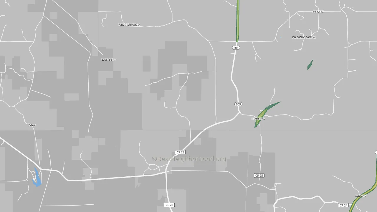 Roberts, MS Map of Noise Levels in Roberts