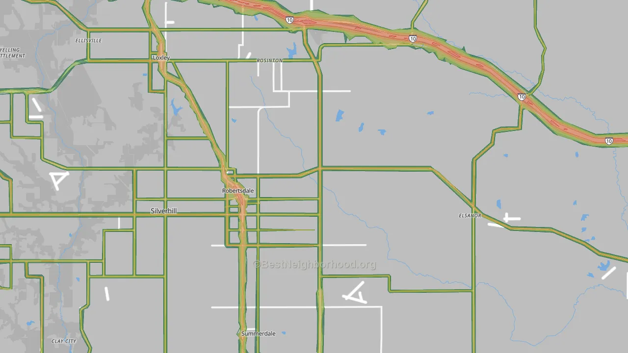 Robertsdale, AL Map of Noise Levels in Robertsdale