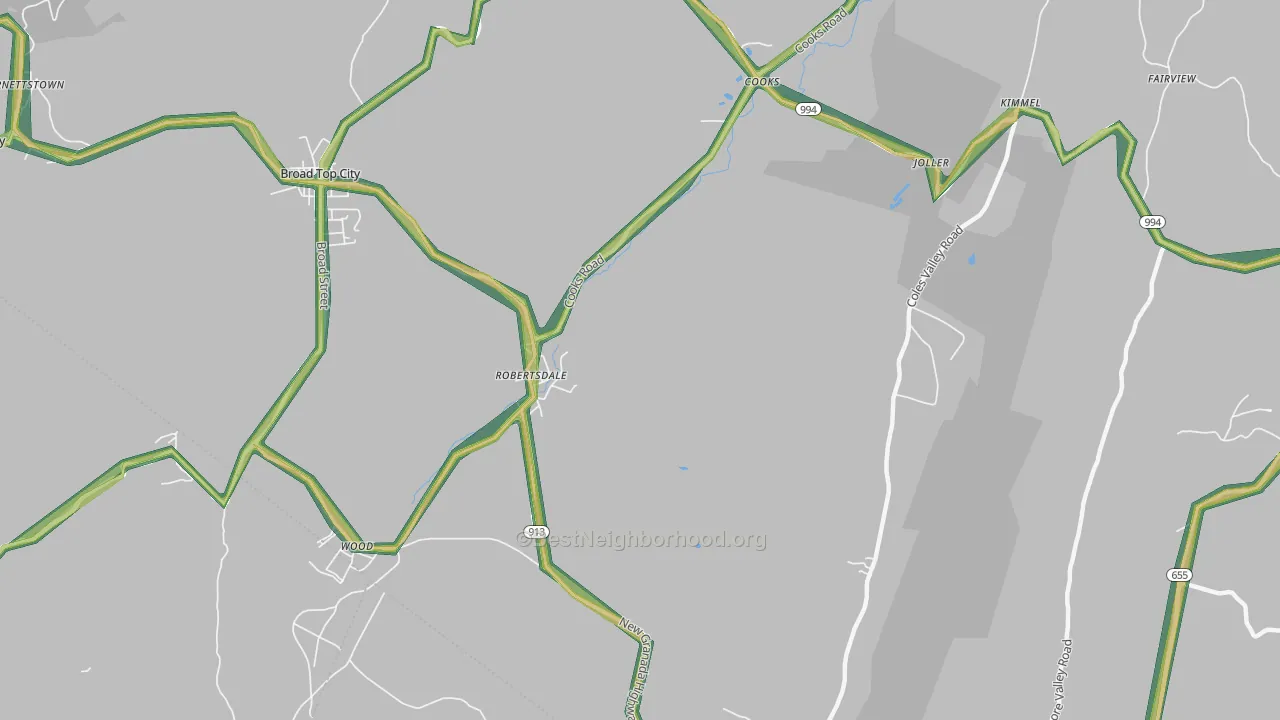 Robertsdale, PA Map of Noise Levels in Robertsdale