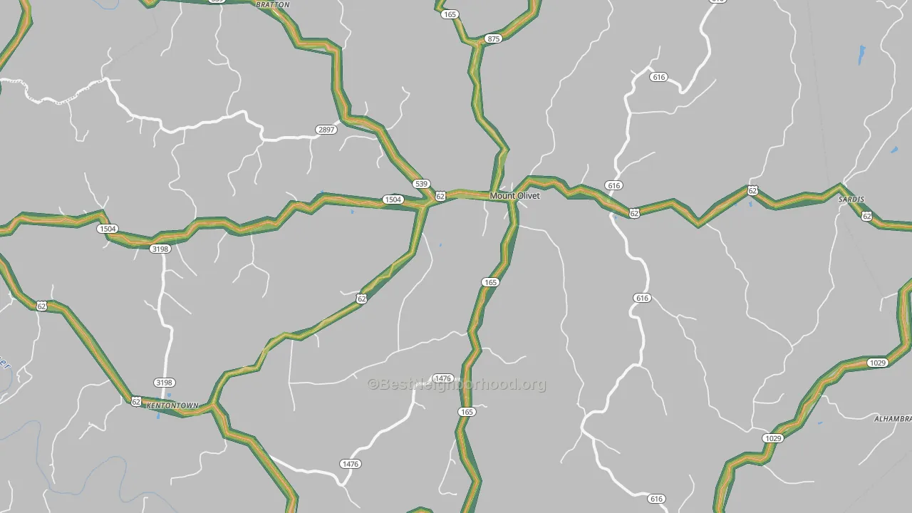 Robertson County, KY Map of Noise Levels in Robertson County